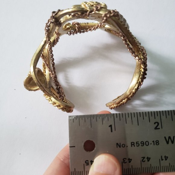 Gold Chain Skull Snake Shelf Cuff Bangle Bracelet - Picture 7 of 10